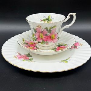 Royal Albert Prairie Rose Tea Trio Set Bone China England